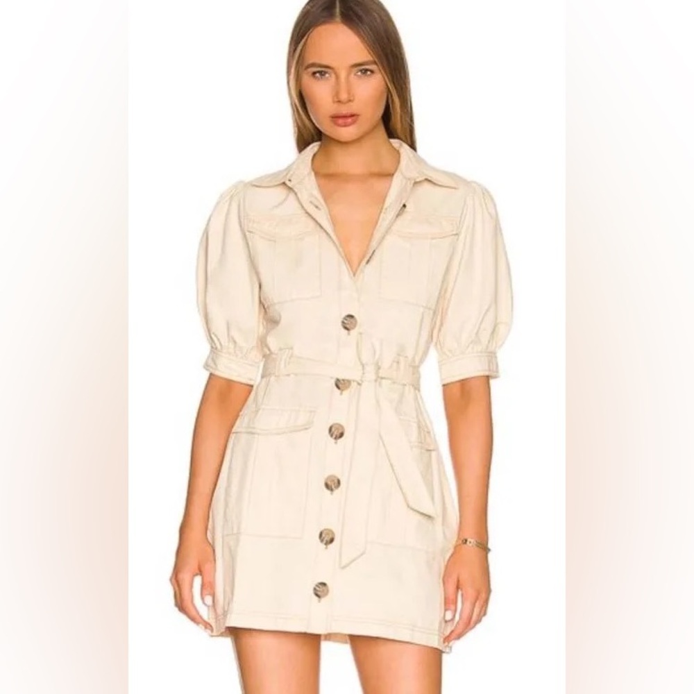 MINKPINK REVOLVE TAN BUTTON UP DRESS
